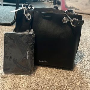 Calvin Klein Purse Bag & Included Small Side Bag - Black Brand New with Tag